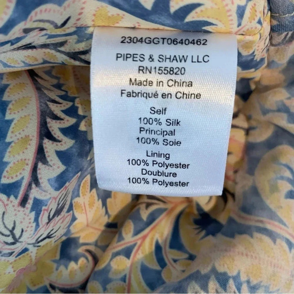 NWT Veronica Beard Silk Arienne Gathered Halterneck Top Yellow and Blue Size 14 - Picture 11 of 13